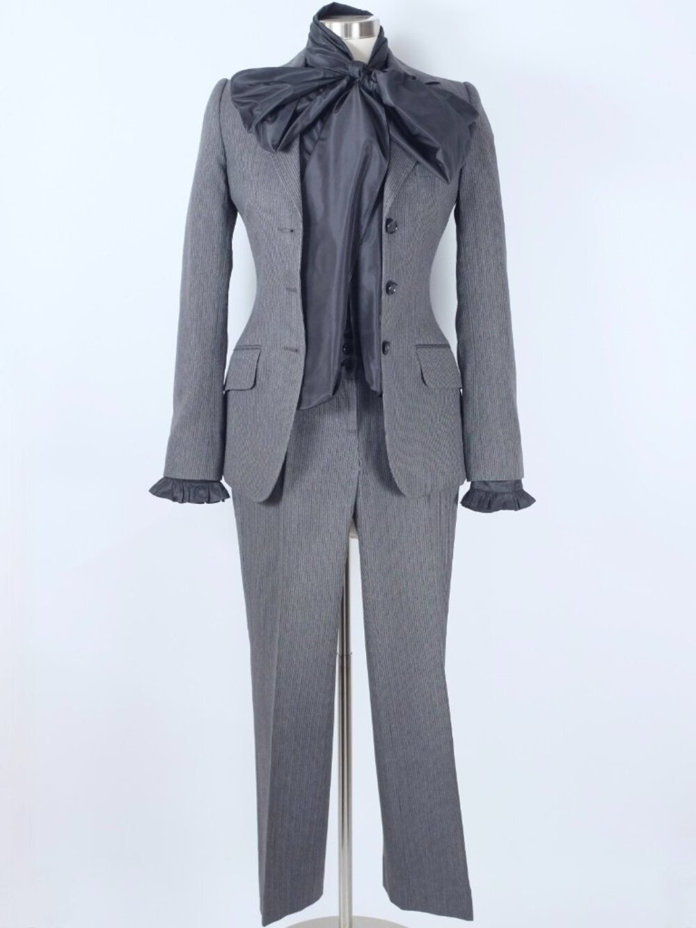 Dolce&Gabbana Y2K 90s suit pants jacket 38 US 2 gray pinstripe
